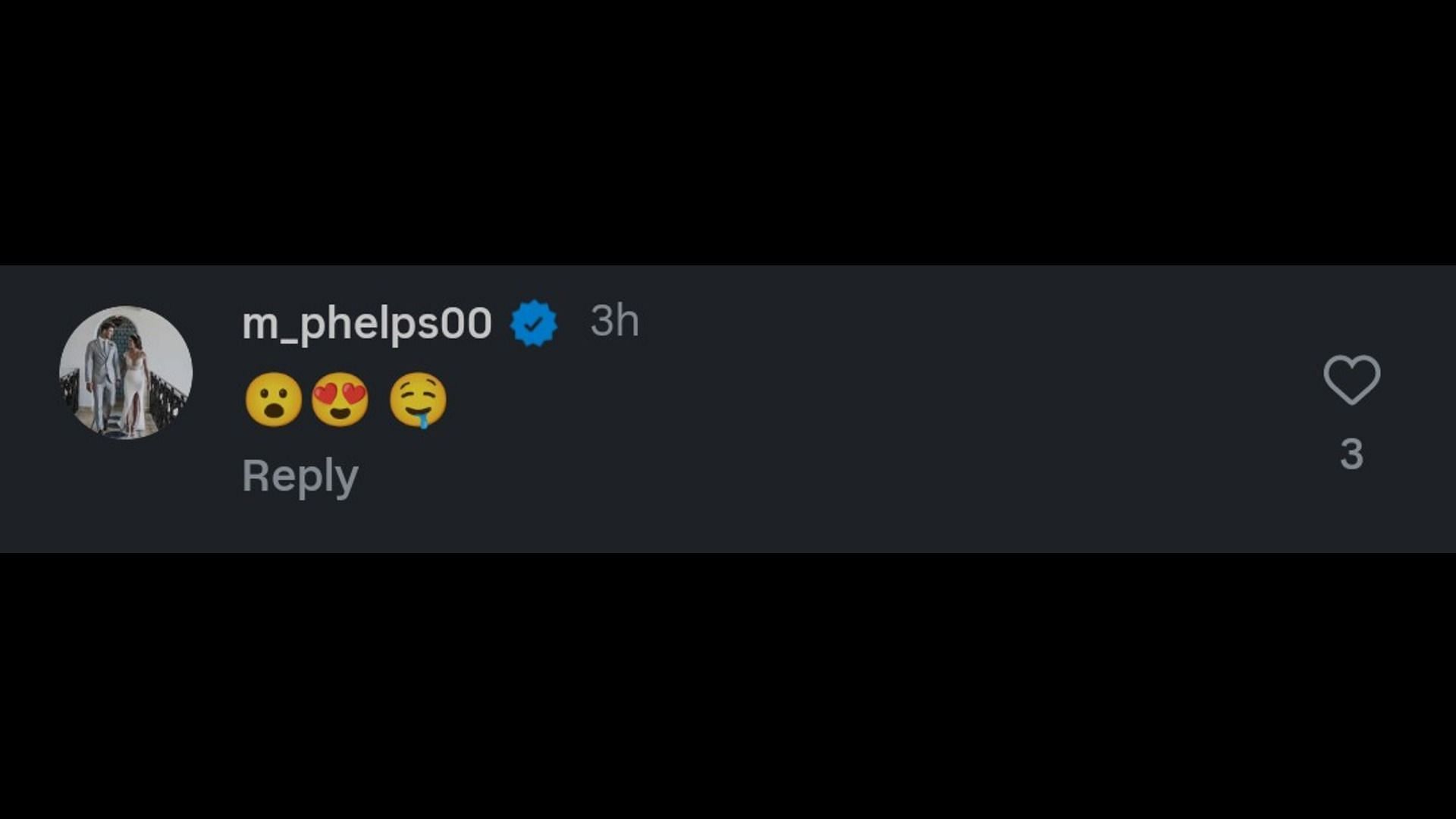 Phelps' reaction to the post (Image via: @taylormadegolf)